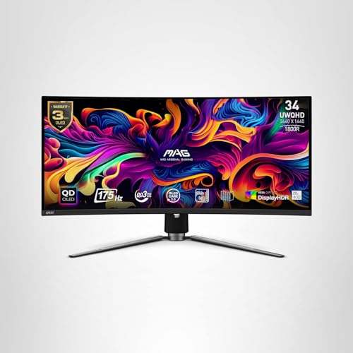 MSI MAG 341CQP QD-OLED, 34 Curved OLED Gaming Monitor, 3440 x 1440 (UWQHD)