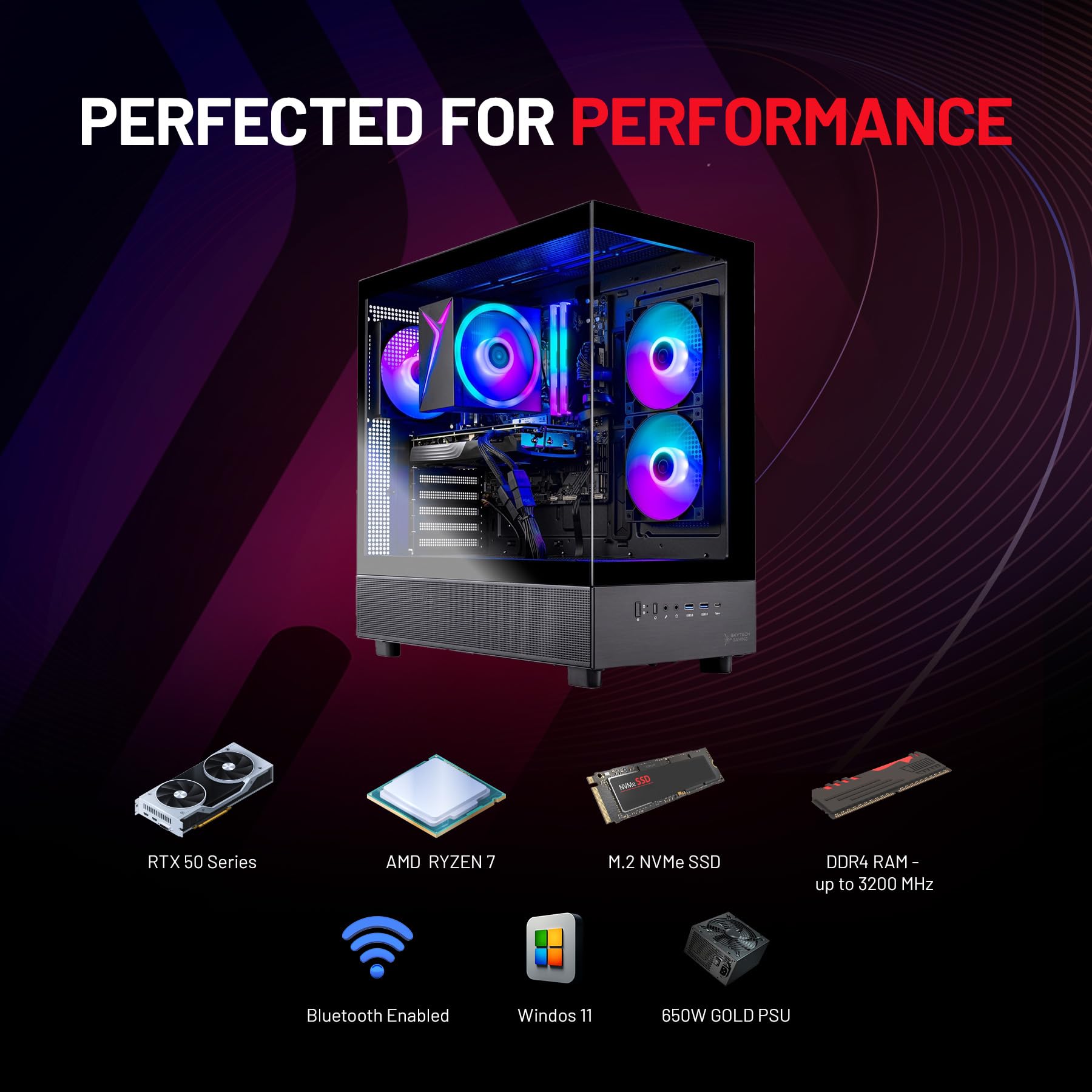 Skytech Gaming Azure 3 Gaming PC - AMD Ryzen 7 5700 & RTX 5060 32GB