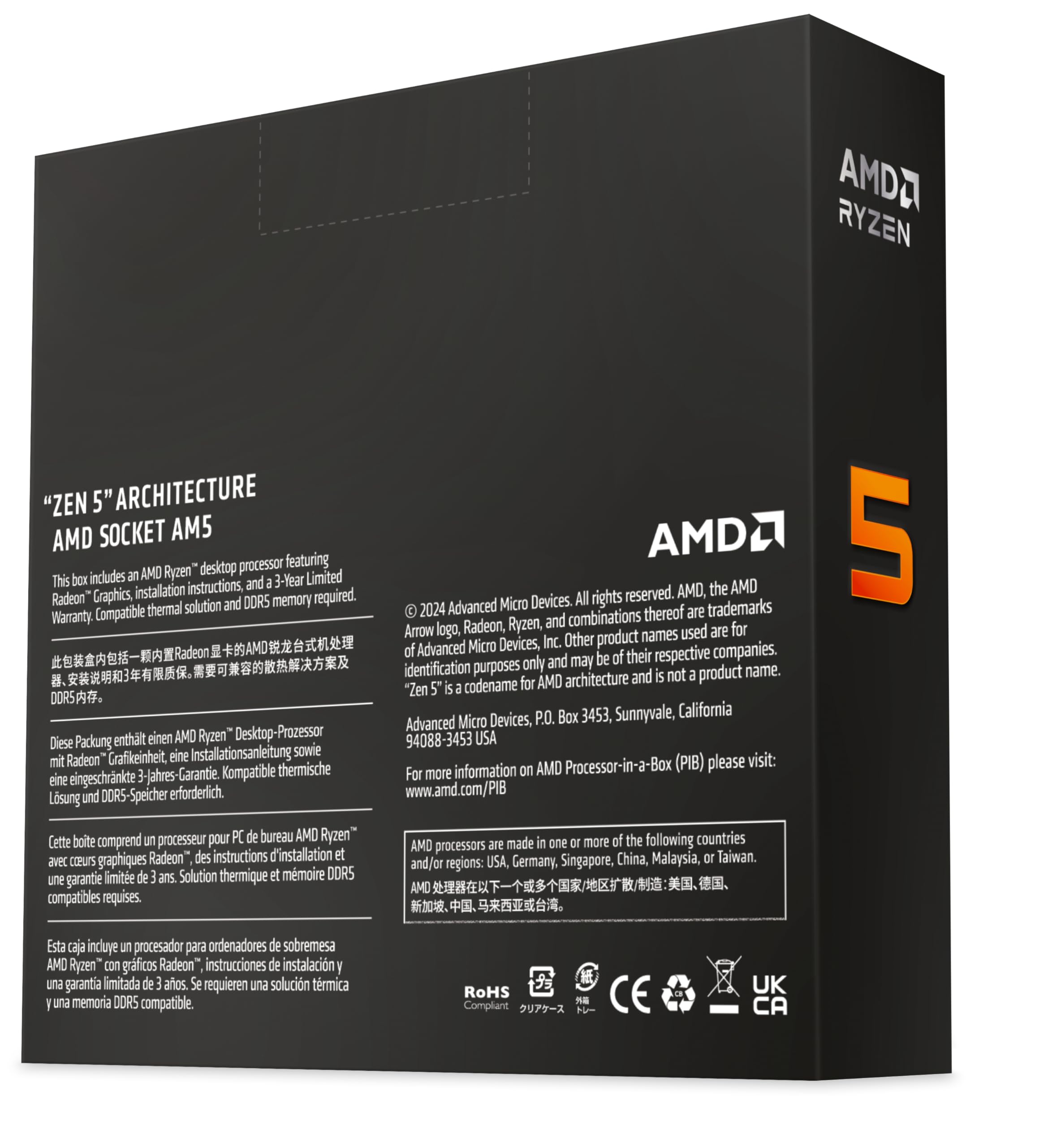 AMD Ryzen™ 5 9600X 6-Core, 12-Thread Unlocked Desktop Processor AM5
