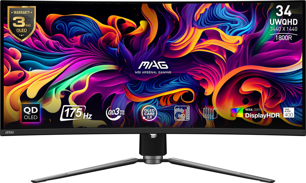MSI MAG 341CQP QD-OLED, 34 Curved OLED Gaming Monitor, 3440 x 1440 (UWQHD)